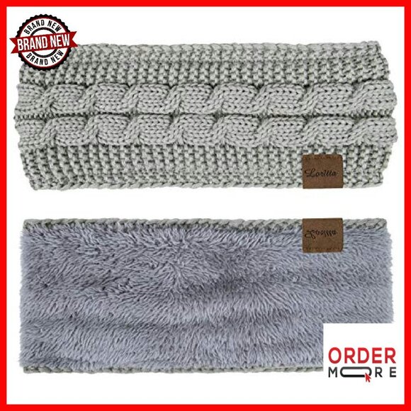 4 Pack Fleece Lined Winter Headbands Cable Knit Ear Warmers Women